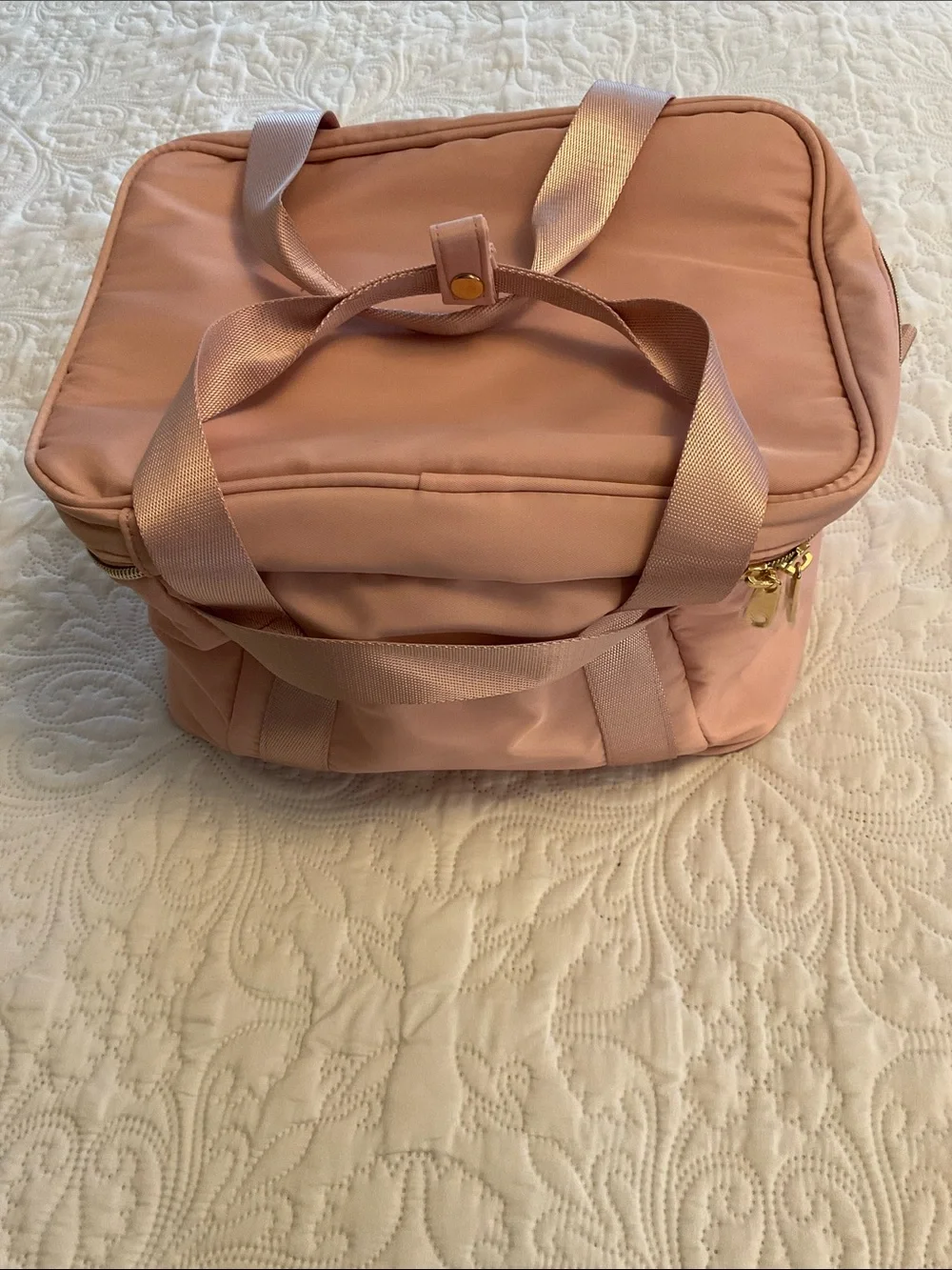 Large Makeup Bag, Cosmetic Case, Travel Makeup Organizer, Shoulder Strap, Pink